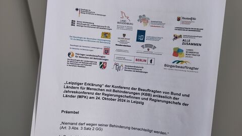 Deckblatt der Leipziger Erklärung der Konferenz der Beauftragten von Bund und Ländern für Menschen mit Behinderungen